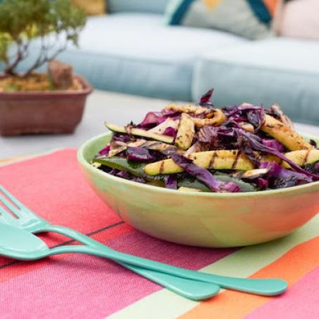 Grilled Cabbage, Zucchini and Radicchio Coleslaw