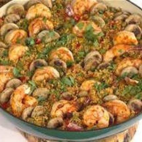 Paprika shrimp and sausage quinoa paella