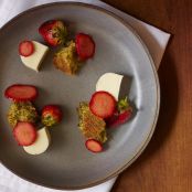 Olive Oil Poppy Seed Cake with Goat Cheese Panna Cotta and Fresh Berries