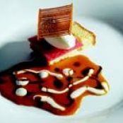 Lemon Plum Cake with Raspberries, Toffee, Yogurt and Liquorice