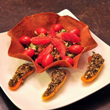 Taco Salad with Blood Oranges, Stuffed Mini-Peppers