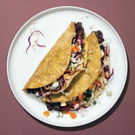 Crispy Black Bean Tacos with Feta and Cabbage Slaw