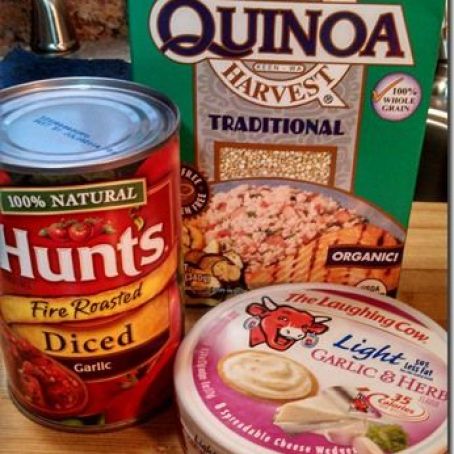 Cheesy Quinoa with Fire Roasted Tomatoes