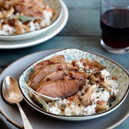 Duck & Apple Risotto With Bacon, Sage, & Forest Mushrooms
