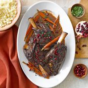 Pomegranate-Merlot Braised Lamb Shanks