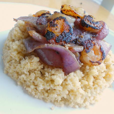 Sauteed Shrimp and Onions over Cayenne Couscous