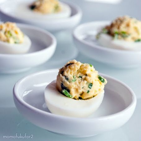 Green Onion Oil Devilled Egg