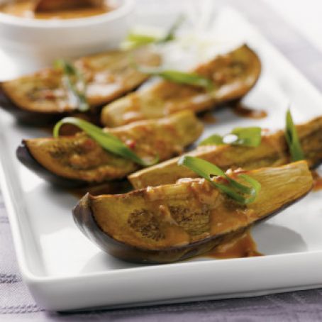 EGGPLANT-Roasted Baby Eggplant with Spicy Peanut Soy Dressing