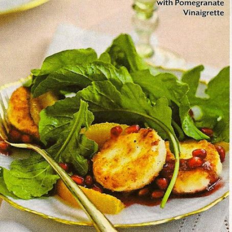 Crispy Goat Cheese-Topped Arugula Salad with Pomegranate Vinaigrette