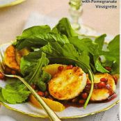 Crispy Goat Cheese-Topped Arugula Salad with Pomegranate Vinaigrette