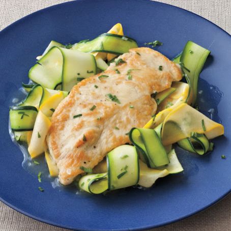Lemon-Tarragon Chicken with Squash Ribbons