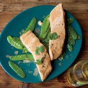 Coconut Curry Salmon with Sauteed Sesame Snow Peas