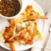 Spicy Chicken Pot Stickers with Ginger & Green Onion Dipping Sauce