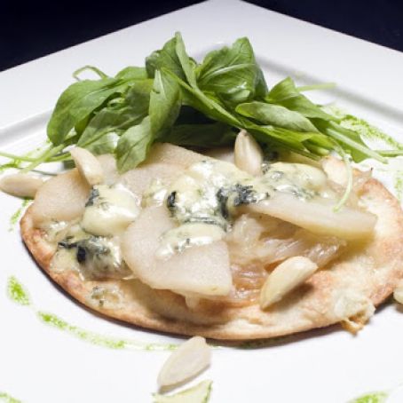 TARTA DE CEBOLLA,PERA Y QUESO AZUL