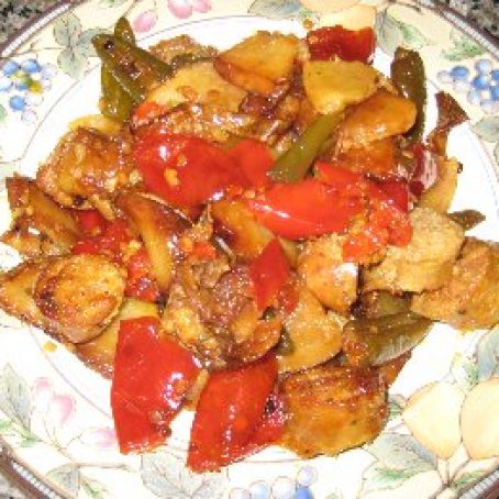 Hot Sausage, Vinegar Peppers and Potatoes