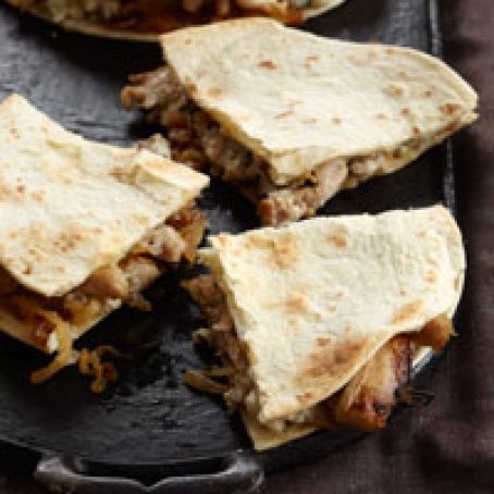 Chicken Quesadillas with Blue Cheese and Caramelized Onions