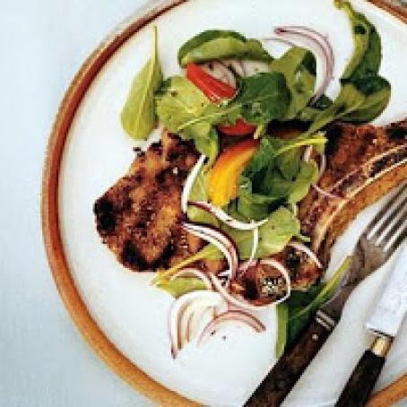 GRILLED VEAL CHOPS w/ARUGULA SALAD
