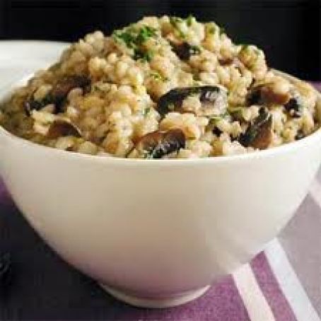 Buttery Barley Risotto With Portobello Mushrooms and Parmesan Cheese
