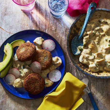 Lentil Cakes With Mushroom Cream Sauce