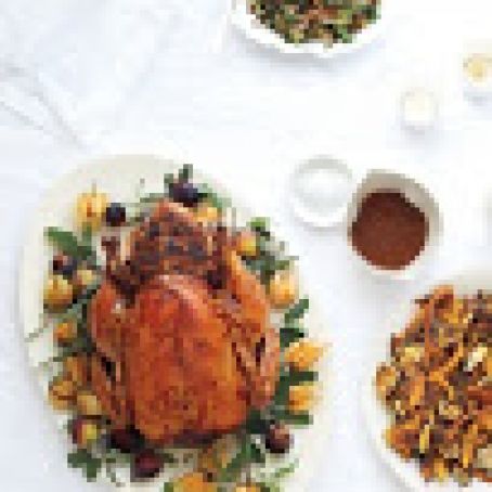 Roast Capon with Fig-and-Pancetta Stuffing