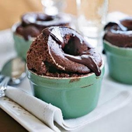 Double Chocolate Souffles with Warm Fudge Sauce