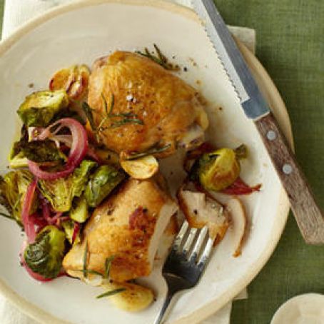 Crispy Chicken Thighs with Roasted Brussels Sprouts