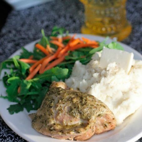 Pesto Ranch Crock Pot Chicken Thighs