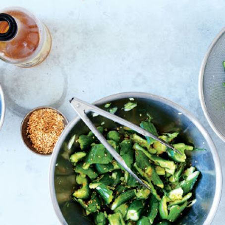 Cucumbers with Scallions and Chili Oil