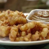Apple Fritters with Peanut Butter Caramel Sauce