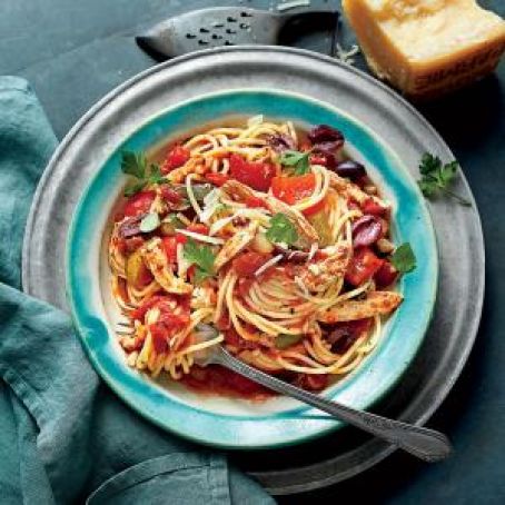 Chicken Cacciatore with Spaghetti (Slow-Cooker)
