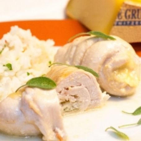 Rolls of chicken breast with Gruyère AOP