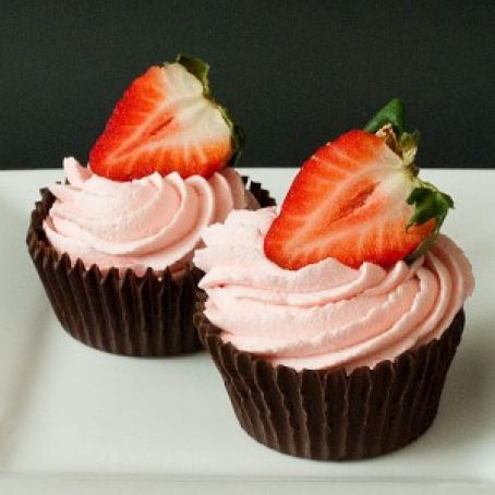 Strawberry White Chocolate Mousse Filled Chocolate Cups