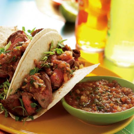 Sirloin Tacos with Roasted Salsa