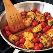 Sauted Scallops with Cherry Tomatoes, Green Onions, and Parsley