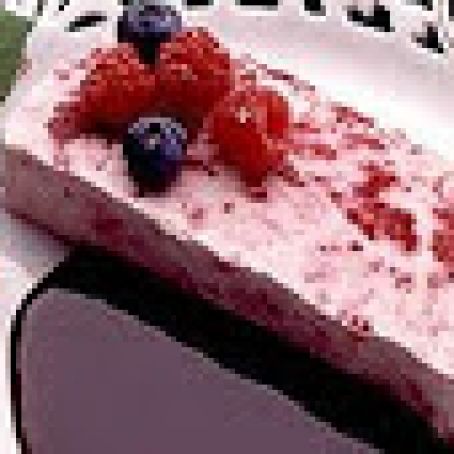 Frozen Raspberry Cream with Blueberry Sauce