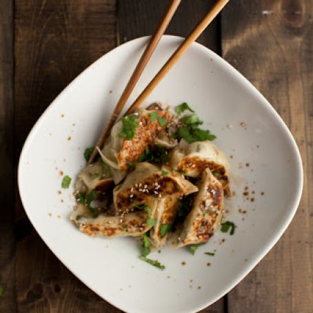 Shaved Brussels Sprouts and Ginger Potstickers