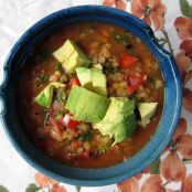 Red lentil mexican soup with lime