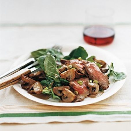 Steak with Arugula & Balsamic Mushrooms