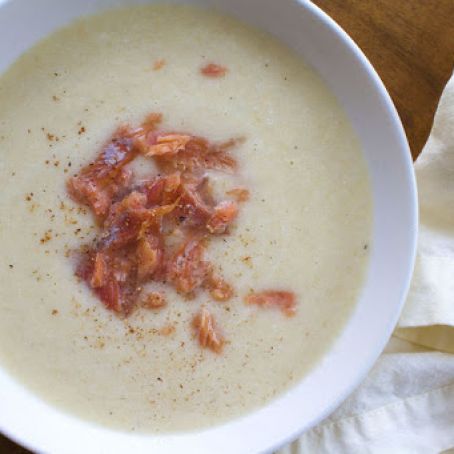 Winter Vegetable Soup with Smoked Trout