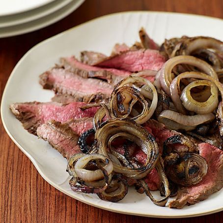 GRILLED FLANK STEAK WITH ONIONS
