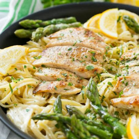 Lemon Asparagus Pasta w/ Grilled Chicken
