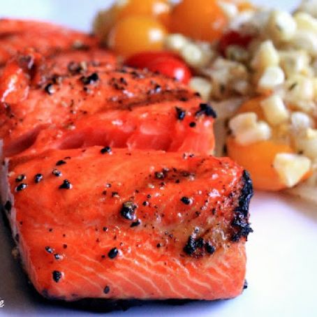 Maple-Bourbon Basted Grilled Salmon