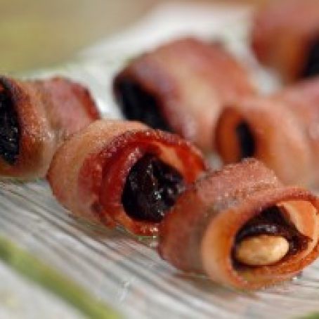 Almond-Stuffed Bacon-Wrapped Prunes