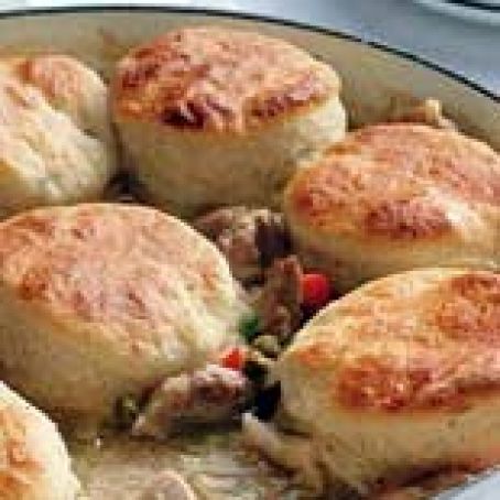 Lemon Chicken Fricassee with Biscuit Topping