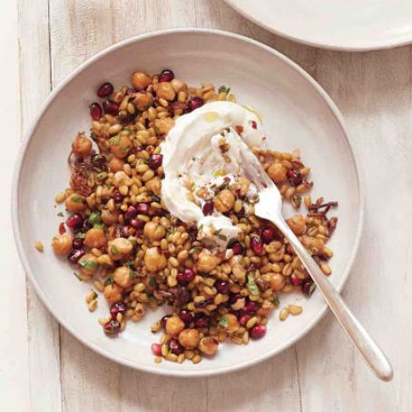 Freekeh with Caramelized Shallots, Chickpeas, and Yogurt