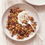 Freekeh with Caramelized Shallots, Chickpeas, and Yogurt