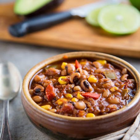 Black-eyed Pea Chili with Quinoa and Corn