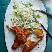 Panko-Crusted Chicken Tenders with Kohlrabi Slaw