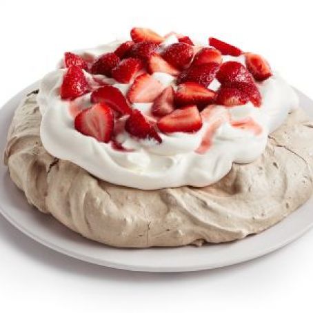 Chocolate Pavlova with Strawberries and Cream