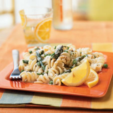 Fusilli With Lemon-Cream Sauce, Asparagus, and Peas